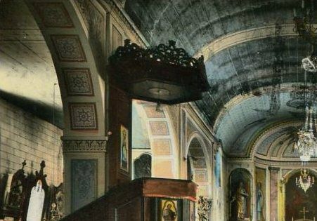 Eglise de Lacanau, ancienne décoration (carte postale ancienne colorisée)